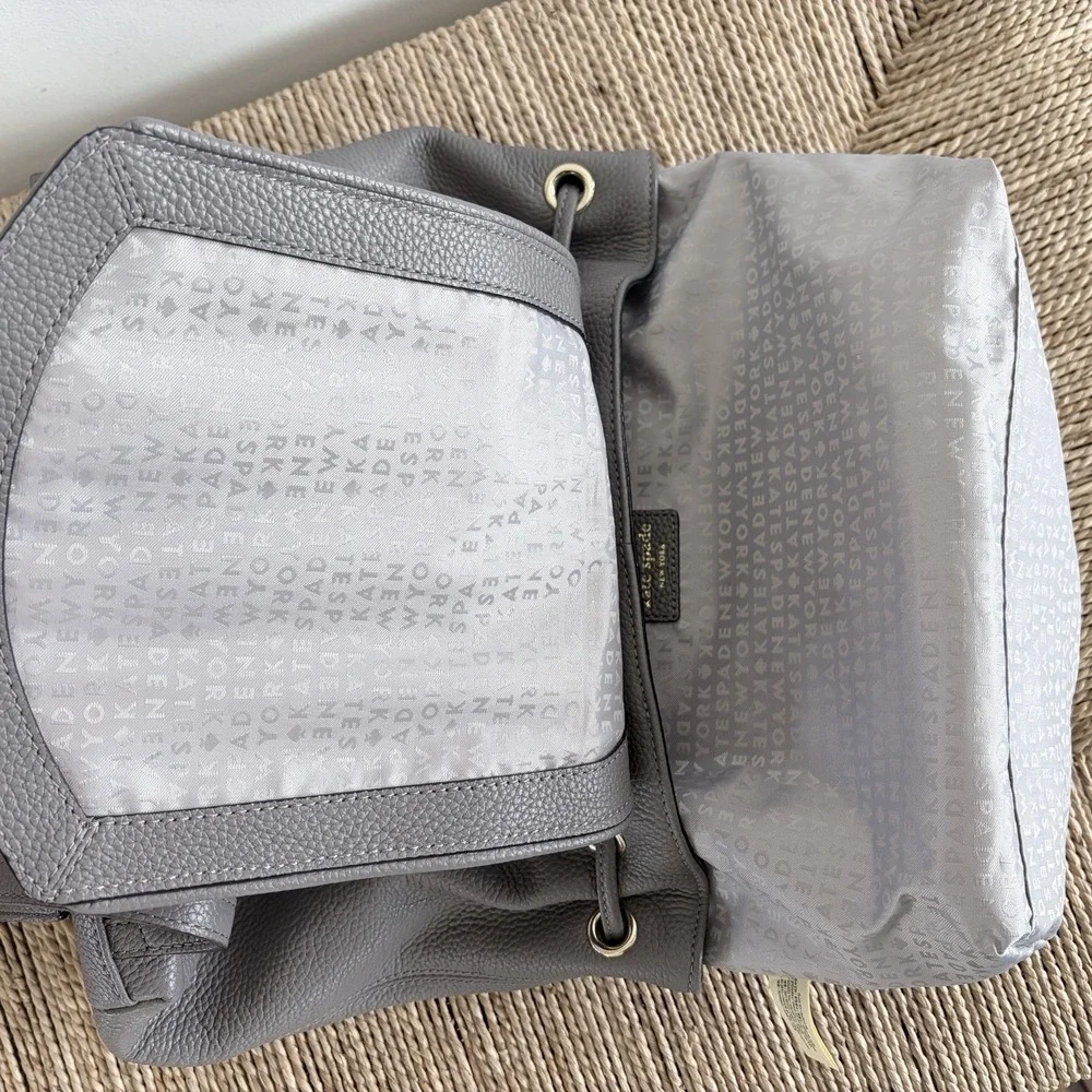 KATE SPADE Mulberry Street Small Breezy Gray Pebbled Leather Backpack WKRU3939‎